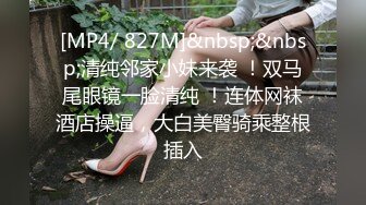 [MP4/ 827M]&nbsp;&nbsp;清纯邻家小妹来袭 ！双马尾眼镜一脸清纯 ！连体网袜酒店操逼，大白美臀骑乘整根插入