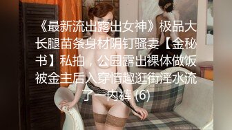 《最新流出露出女神》极品大长腿苗条身材阴钉骚妻【金秘书】私拍，公园露出裸体做饭被金主后入穿情趣逛街淫水流了一内裤 (6)